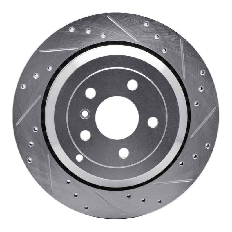 Mercedes-Benz ML320 Brake Rotor (1) - Rear Right - R1 Concepts - Drilled & Slotted - Silver - `06-`12